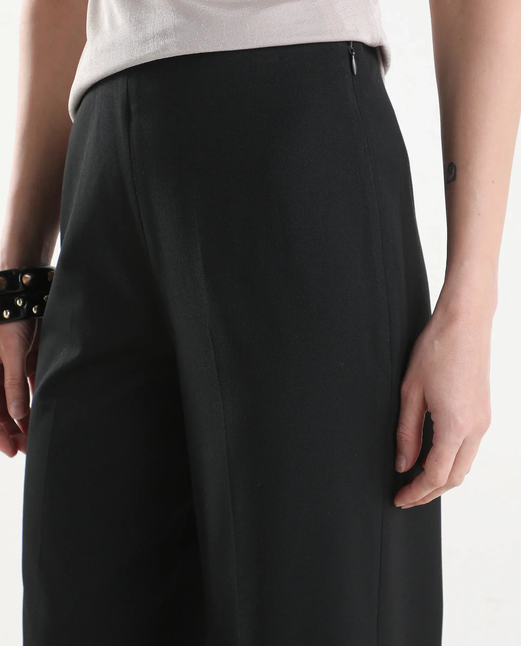 Rareism Women's Widy Black Viscose Wide Plain Trouser