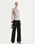 Rareism Women's Widy Black Viscose Wide Plain Trouser