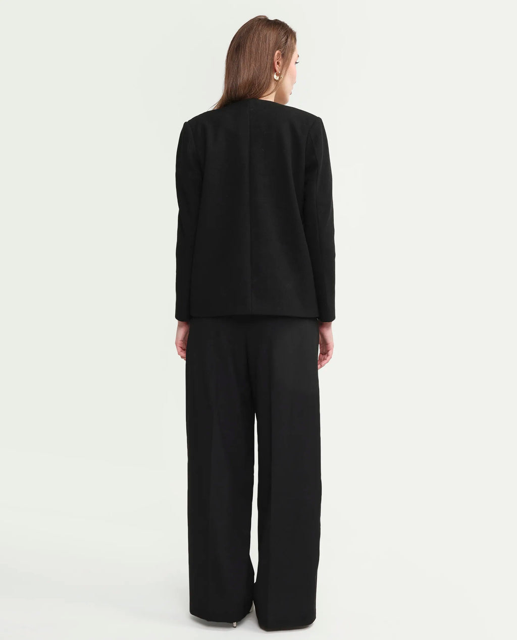 Rareism Women's Celina-B Black Polyester Blend Wide Plain Trouser
