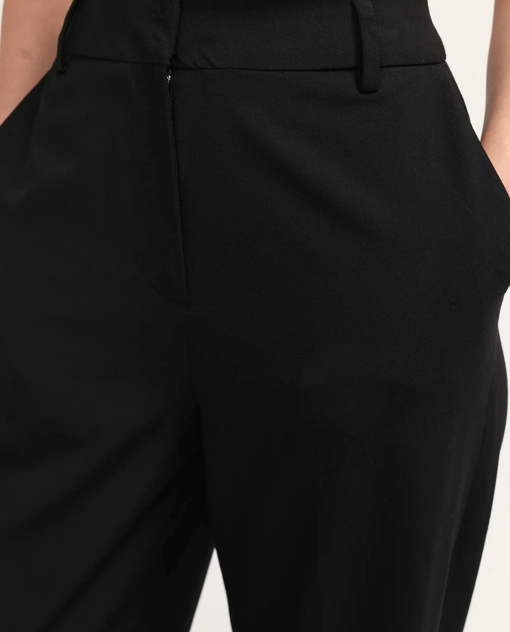 Rareism Women's Celina-B Black Polyester Blend Wide Plain Trouser