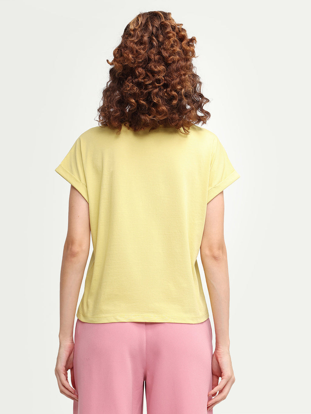 Rareism Women's Zibbit Light Green Cotton Crew Neck Pull-On Relaxed Monogram Print T-Shirt