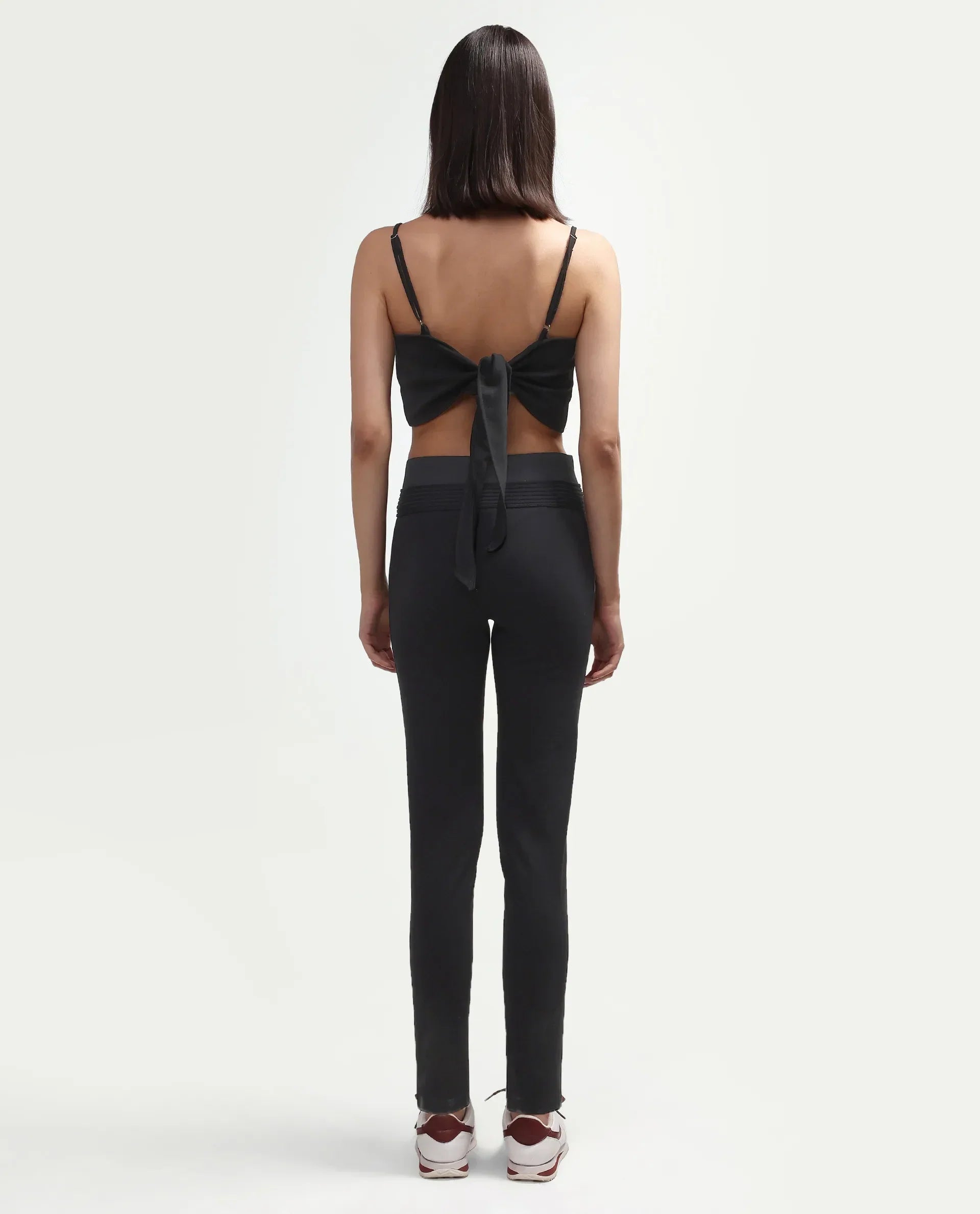 Rareism Women's Jancuro-S26 Black Viscose Blend Slim Fit Plain Trouser