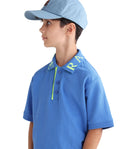 Rare Ones Kids Caven Blue Cotton Button Closure Jacquard Regular Fit Polo