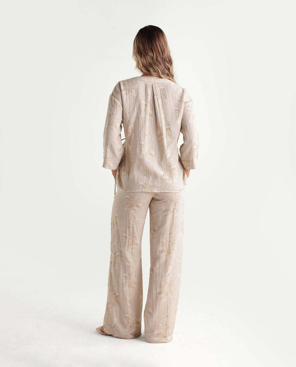 Rareism Women's Kloe-B Beige Floral Print Cotton Regular Regular Length Trouser
