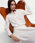 Rareism Women's Melox Off White Cotton Full Sleeve Spread Collar Relaxed Plain Shirt