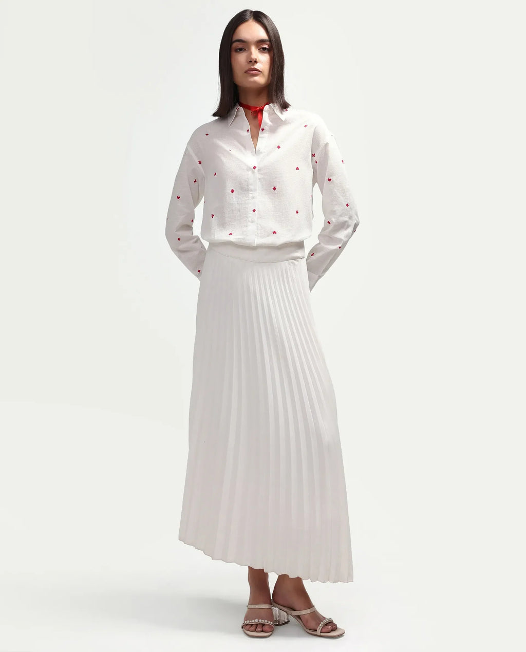 Rareism Women's Melox Off White Cotton Full Sleeve Spread Collar Relaxed Plain Shirt