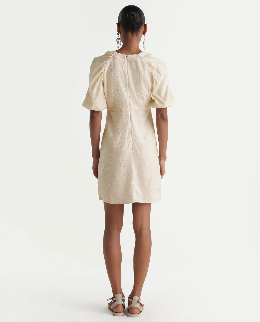 Rareism Women's Tash Pastel Beige Viscose Bodycon Plain Dress