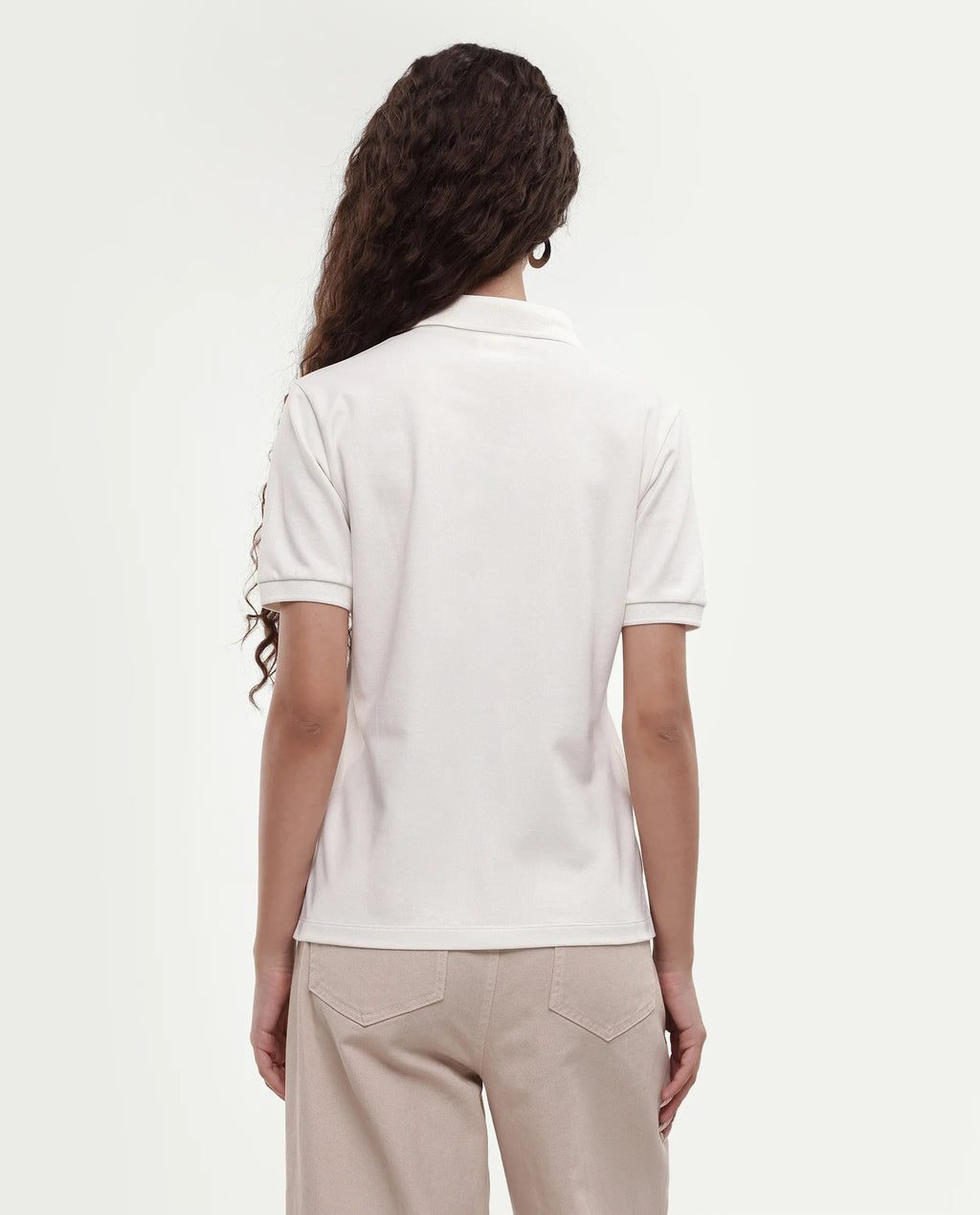 Rareism Women's Basic Rr-Corp-Elane White Cotton CollaredRegular Plain Polo