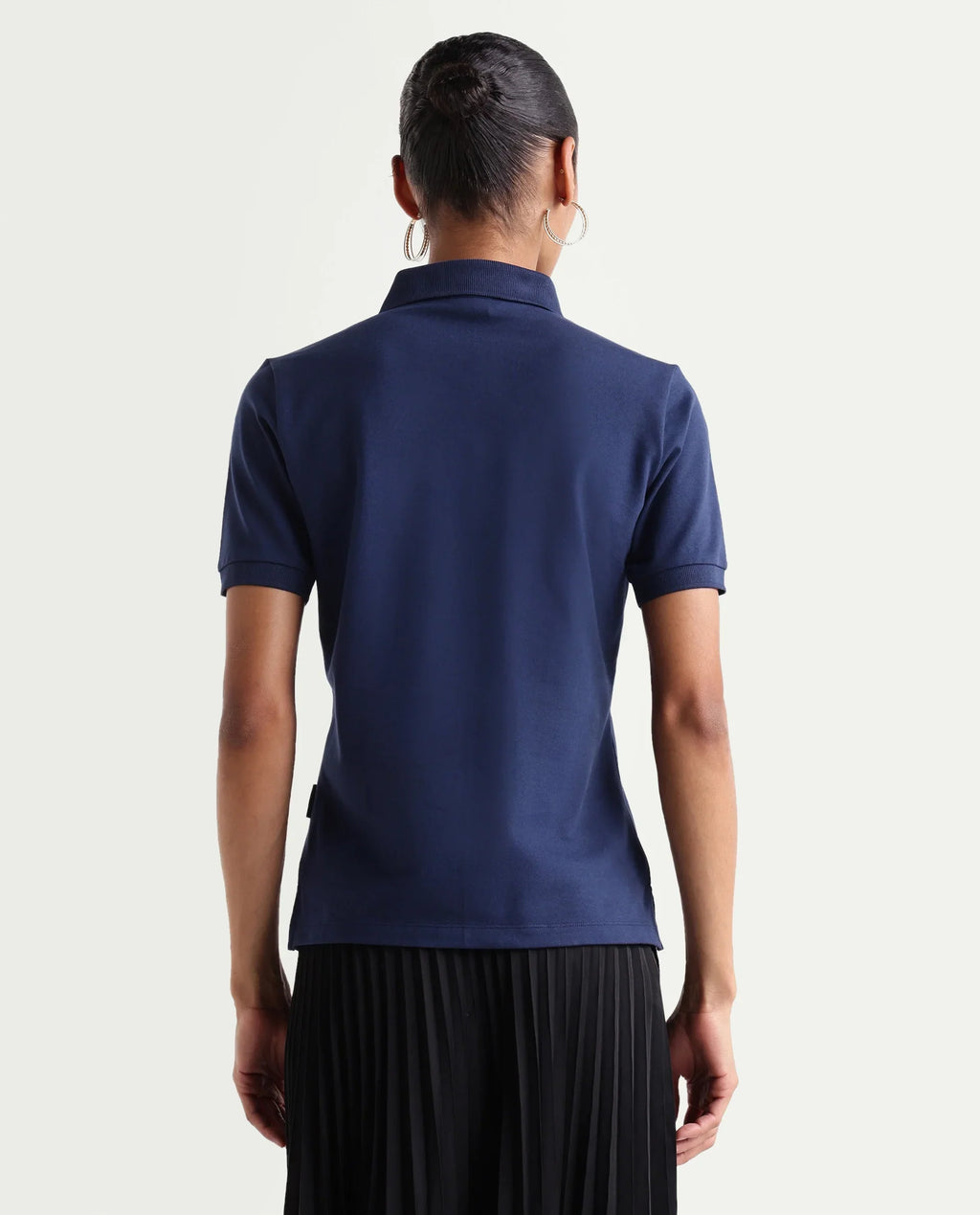Rareism Women's Basic Rr-Corp-Elane Navy Cotton CollaredRegular Plain Polo
