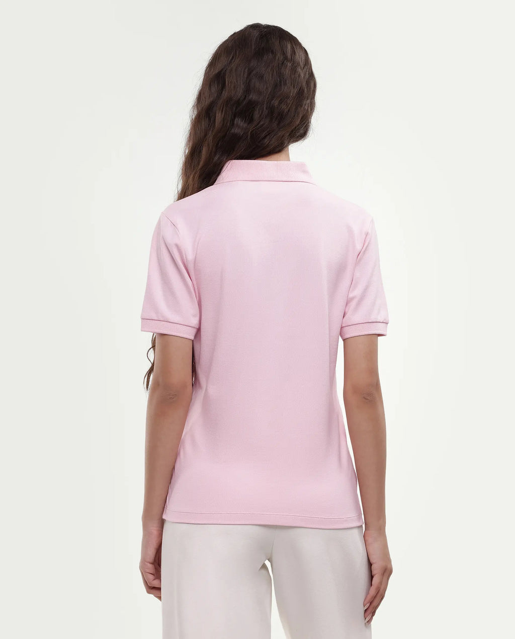 Rareism Women's Basic Rr-Corp-Elane Light Pink Cotton CollaredRegular Plain Polo
