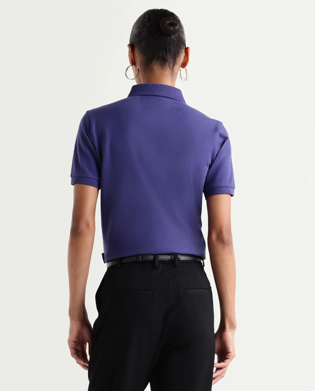 Rareism Women's Basic Rr-Corp-Elane Purple Cotton CollaredRegular Plain Polo