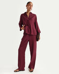 Rareism Women's Dano-B Maroon Viscose Blend Drawstring Wide Plain Trouser