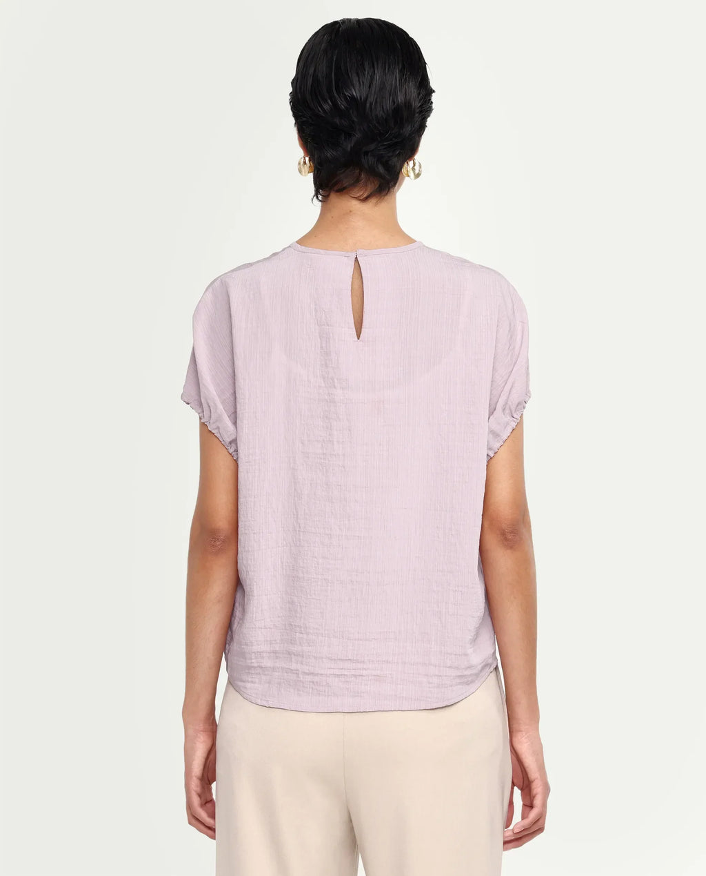 Rareism Women's Deno Dusky Pink Viscose Blend Crew Neck Button Regular Plain Top