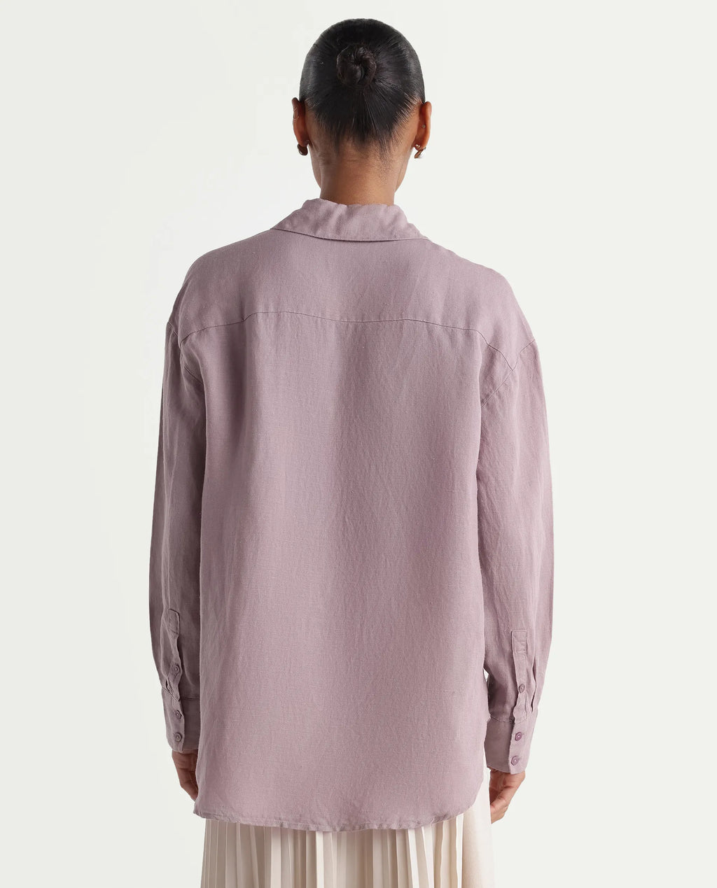 Rareism Women's Uganda Pink Linen Fabric Spread Collar Regular Plain Shirt