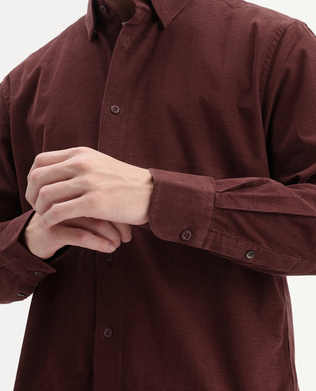 Rare Rabbit Men's Buita-Aw26 Dark Red Cotton Spread Collar Regular Fit Plain Shirt