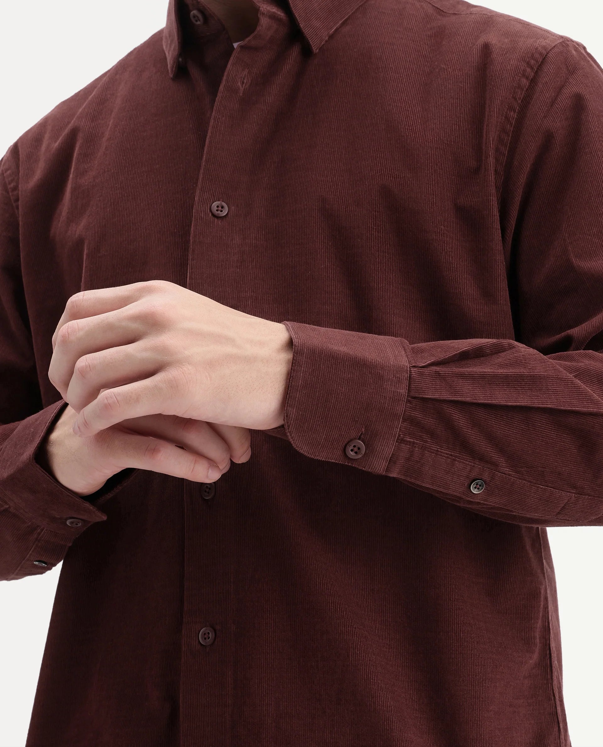 Rare Rabbit Men's Buita-Aw26 Dark Red Cotton Spread Collar Regular Fit Plain Shirt