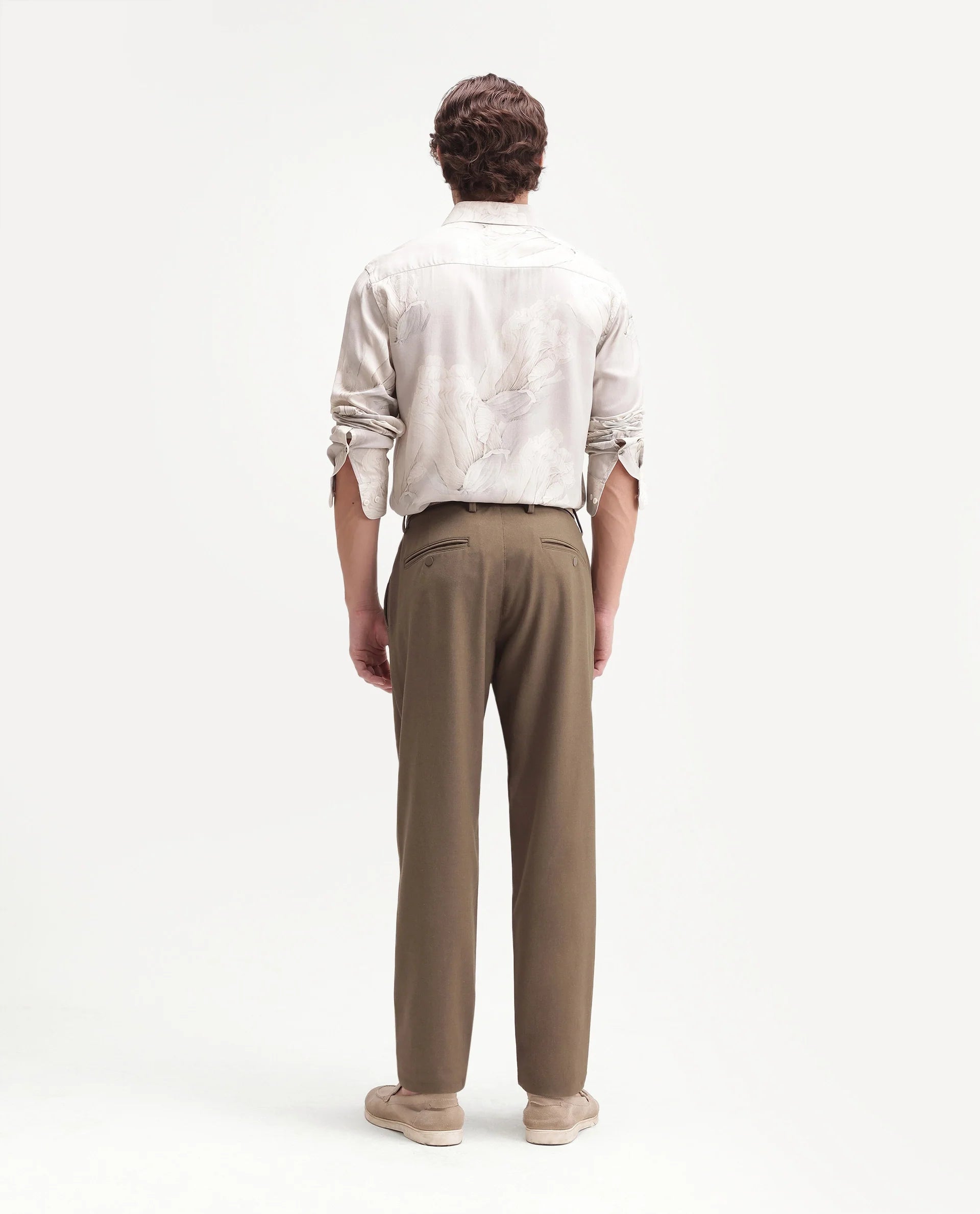 Rare Rabbit Men's Driver-Aw26 Light Khaki Polyester Blend Fabric Regular Fit Plain Trouser