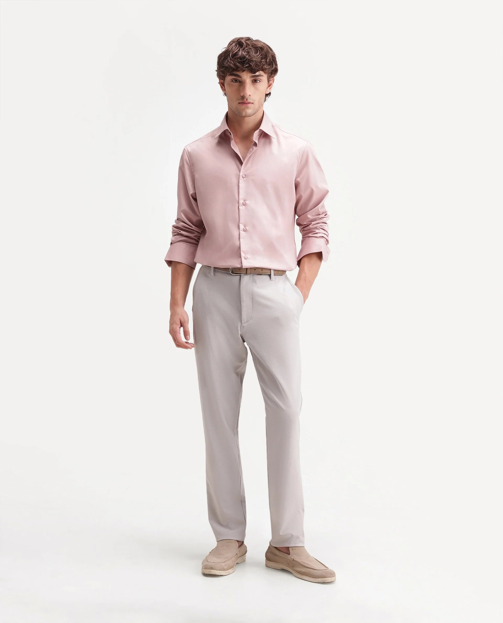 Rare Rabbit Men's Driver-Aw26 Pastel Blue Polyester Blend Fabric Regular Fit Plain Trouser