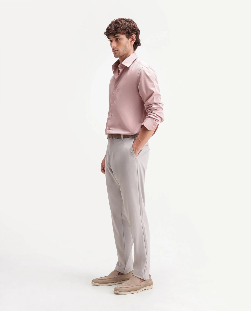 Rare Rabbit Men's Driver-Aw26 Pastel Blue Polyester Blend Fabric Regular Fit Plain Trouser