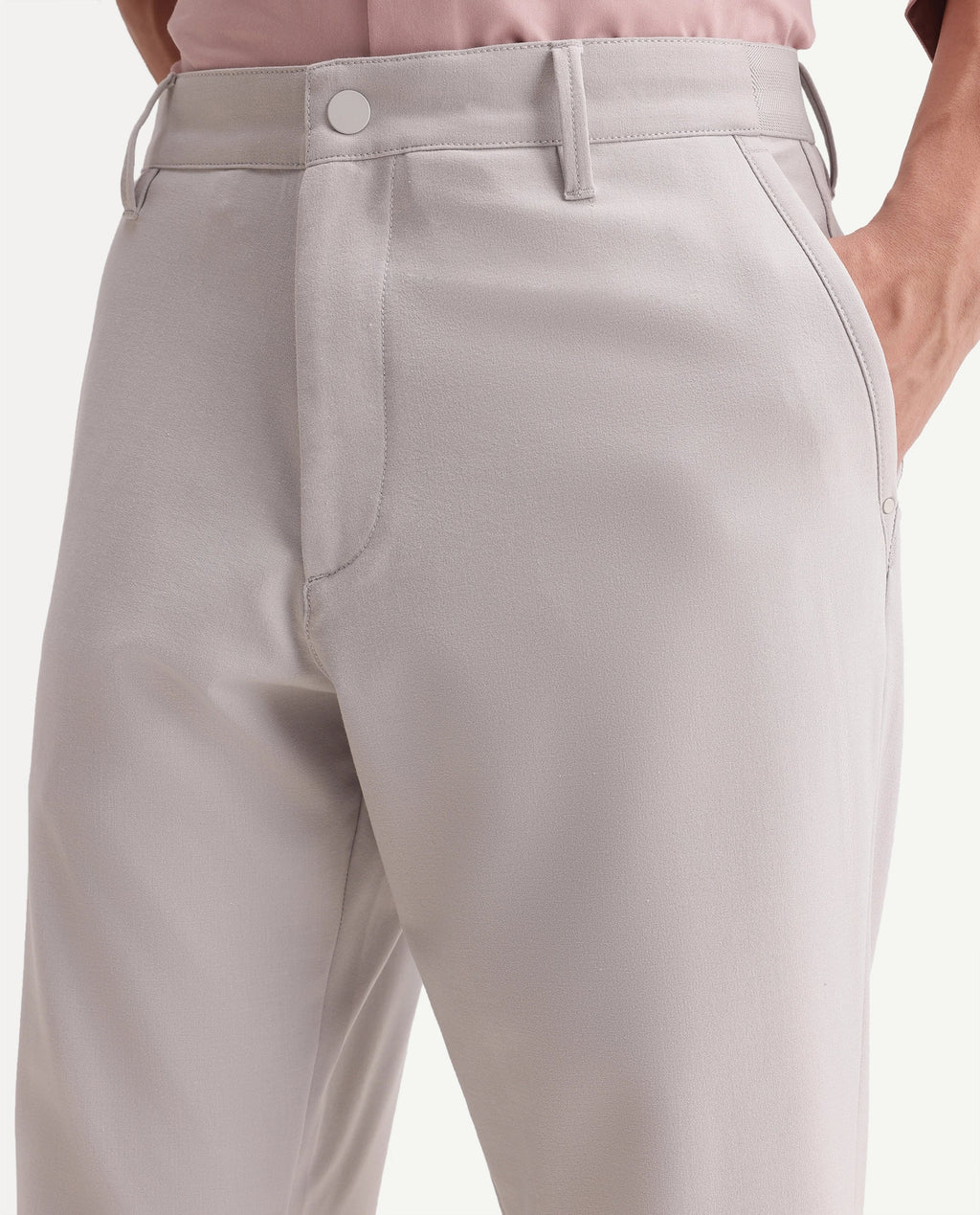 Rare Rabbit Men's Driver-Aw26 Pastel Blue Polyester Blend Fabric Regular Fit Plain Trouser