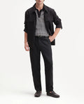Rare Rabbit Men's Jomo-Aw26 Black Linen Blend Fabric Regular Fit Plain Trouser