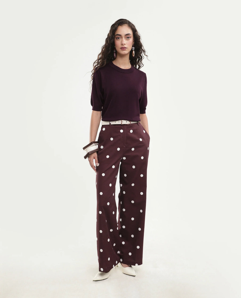 Rareism Women's Rohrdoaw26 Dark Maroon Viscose Blend Crew Neck Regular Fit Plain Top