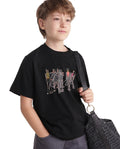 Rare Ones Kids Tive-K Black Cotton Blend Fabric Pull-On Closure Regular Fit Graphic Print T-Shirt