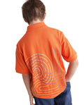 Rare Ones Kids Haus Orange Cotton Blend Fabric Button Closure Regular Fit Graphic Print Polo