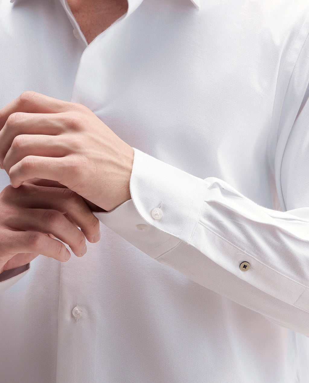 Rare Rabbit Men's Ervon Primary White Polyester Blend Spread Collar Button Regular Plain Shirt