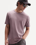Rare Rabbit Men's Peeq Dusky Pink Cotton Blend Crew Neck Regular Plain T-Shirt