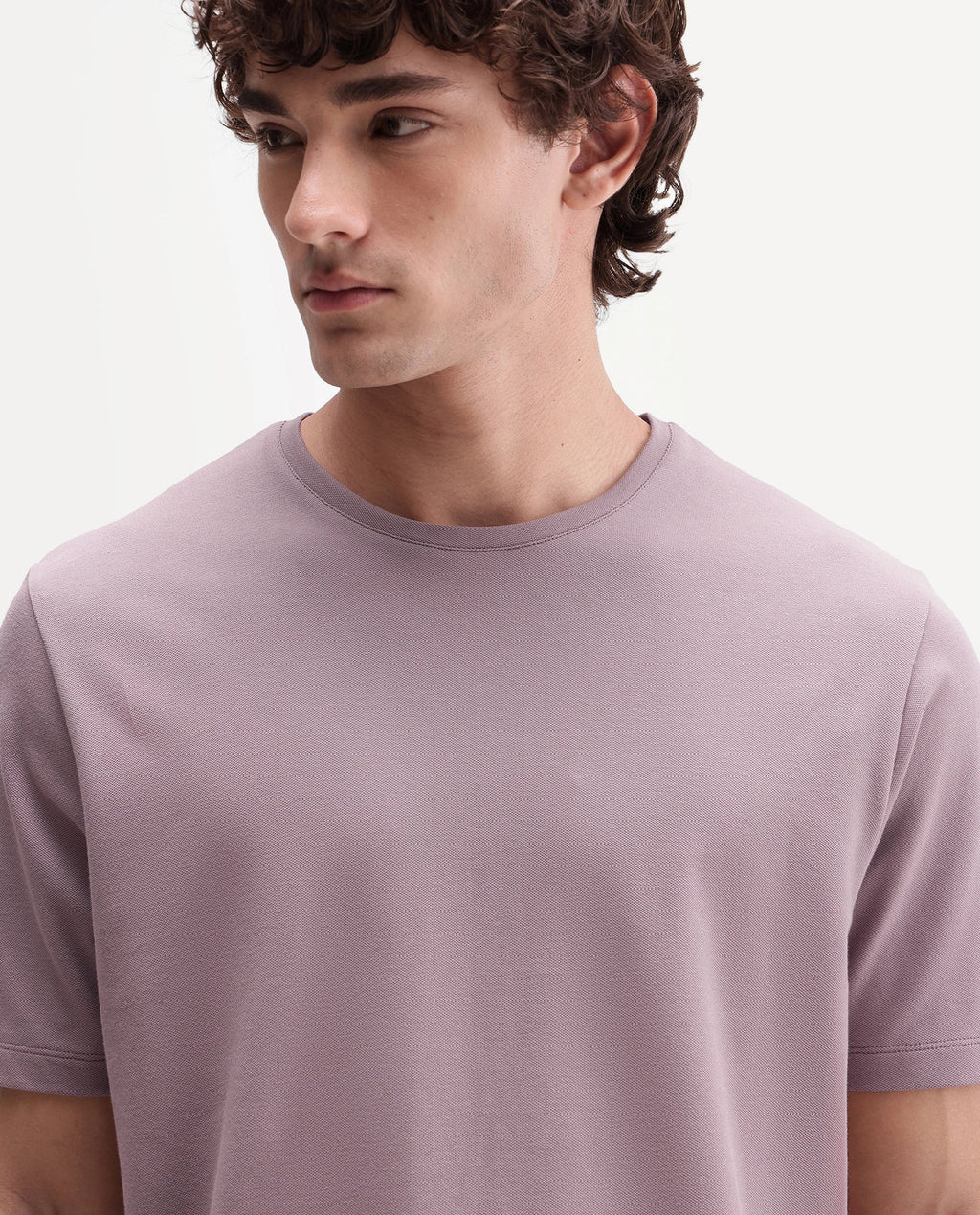 Rare Rabbit Men's Peeq Dusky Pink Cotton Blend Crew Neck Regular Plain T-Shirt