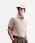 Rare Rabbit Men's Thero-A26 Primary Beige Cotton Blend Spread Collar Regular Plain Polo