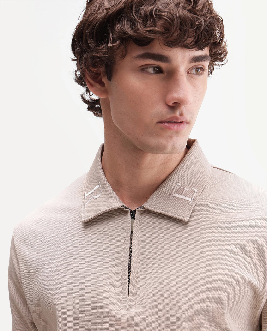 Rare Rabbit Men's Thero-A26 Primary Beige Cotton Blend Spread Collar Regular Plain Polo