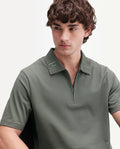 Rare Rabbit Men's Thero-A26 Dusky Green Cotton Blend Spread Collar Regular Plain Polo