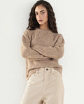 Rareism Women's Lan-Rsm Dark Beige Acrylic Blend Pull-On Relaxed Fit Sweater