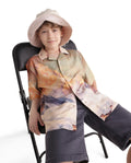 Rare Ones Kids Chilo-26 Light Orange Cotton Blend Fabric Button Closure Digital Print Shirt