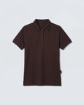 Rareism Women's Basic Rr-Corp-Elane Dark Brown Cotton Blend Collar Regular Plain Polo