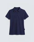 Rareism Women's Basic Rr-Corp-Elane Navy Cotton CollaredRegular Plain Polo