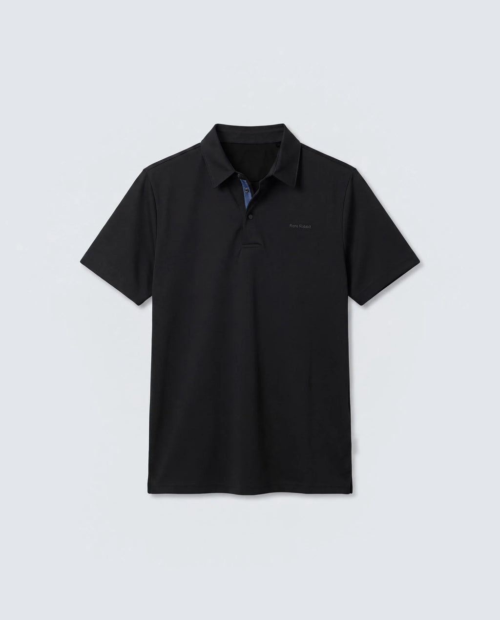 Rare Rabbit Men's Basic Rr-Corp-Mero Black Cotton Blend Spread Collar Regular Plain Polo