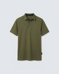 Rare Rabbit Men's Basic Rr-Corp-Mero Olive Cotton Blend Spread Collar Regular Plain Polo