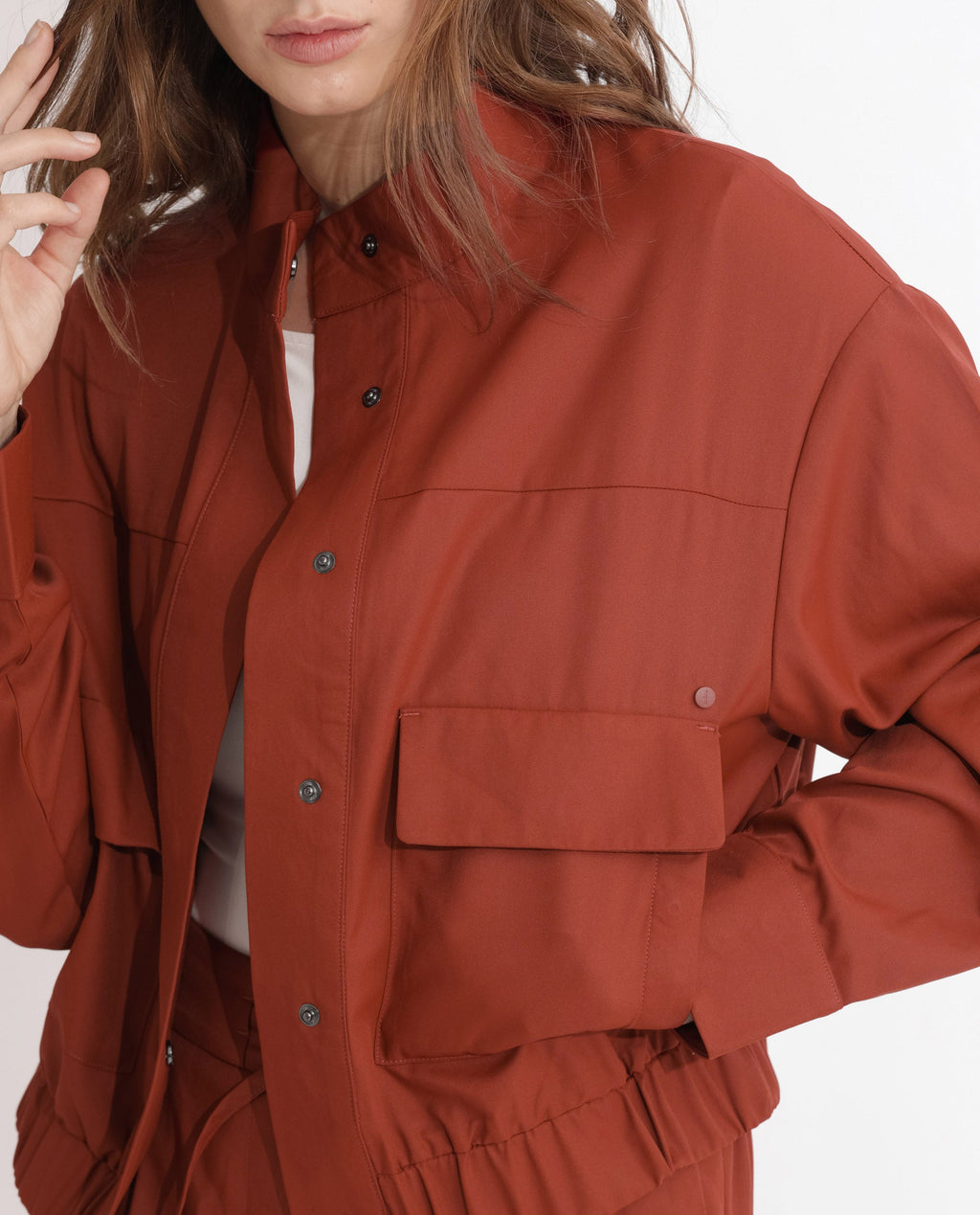 Rareism Women's Ruks Orange Polyester High Neck Plain Regular Fit Jacket