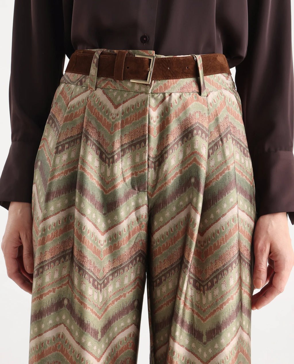 Rareism Women's Scilla Multi Polyester Geometric Print Ankle Length Wide Trouser
