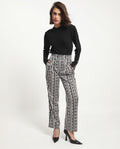 Rareism Women's Atantit Black Polyester Geometric Print Ankle Length Tailored Trouser