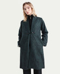 Rareism Women's Sera Green Polyester High Neck Paisley Print Knee Length Regular Fit Jacket