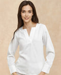 Rareism Women's Shamon White Polyester V-Neck Plain Cuffed Sleeve Regular Fit Top