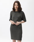 Rareism Women's Shimknit Black Cotton Boat Neck Plain Relaxed Fit Sweater