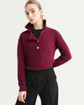 Rareism Women's Sirnak Maroon Drop Collar Plain Relaxed Fit Sweater