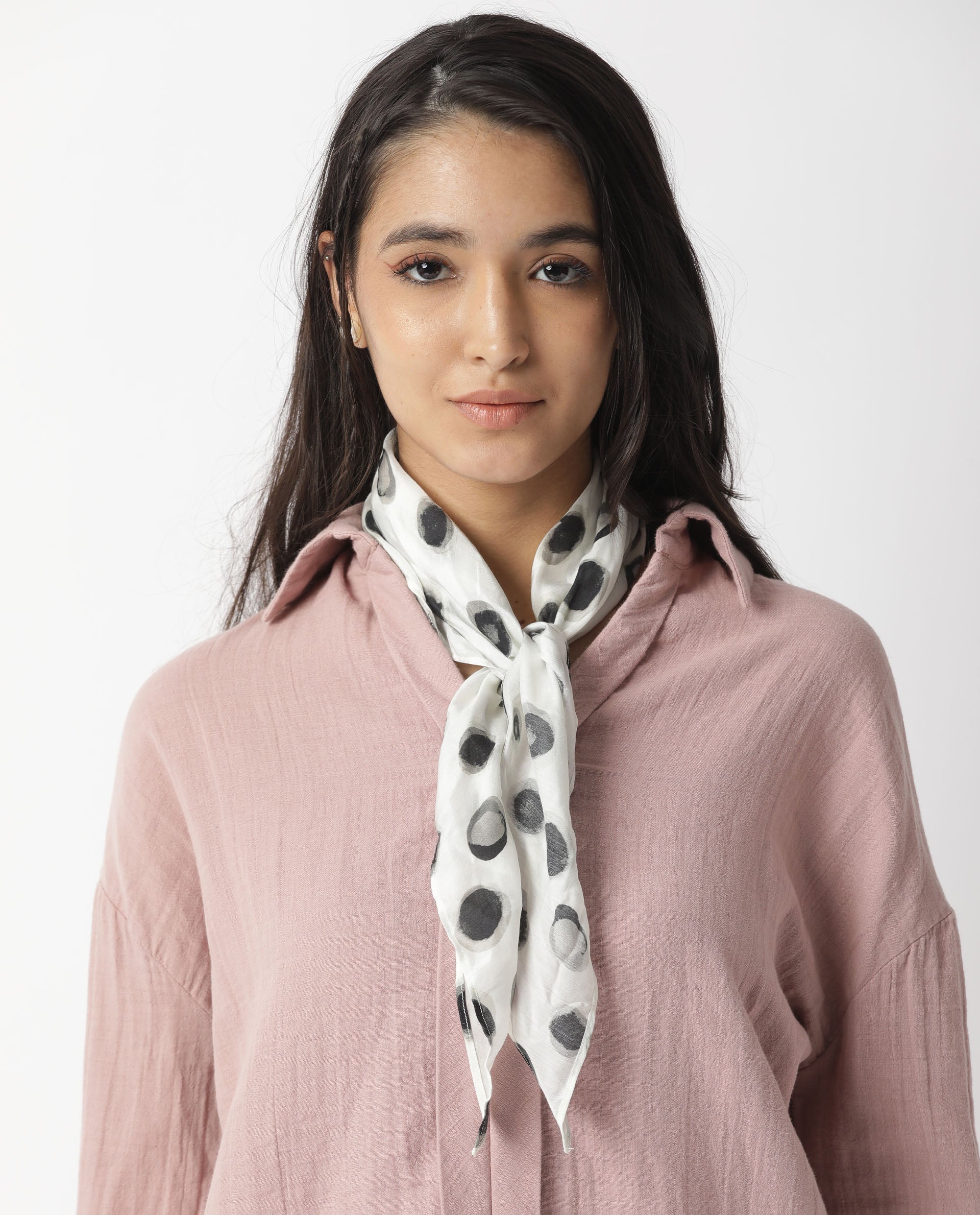 Rareism Women's Soak White Polka Print Scarf