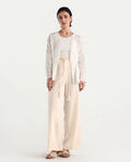Rareism Women's Somuse Beige Viscose Plain Ankle Length Wide Trouser