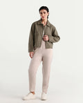 Rareism Women's Somuth Beige Polyester Plain Ankle Length Straight Fit Trouser